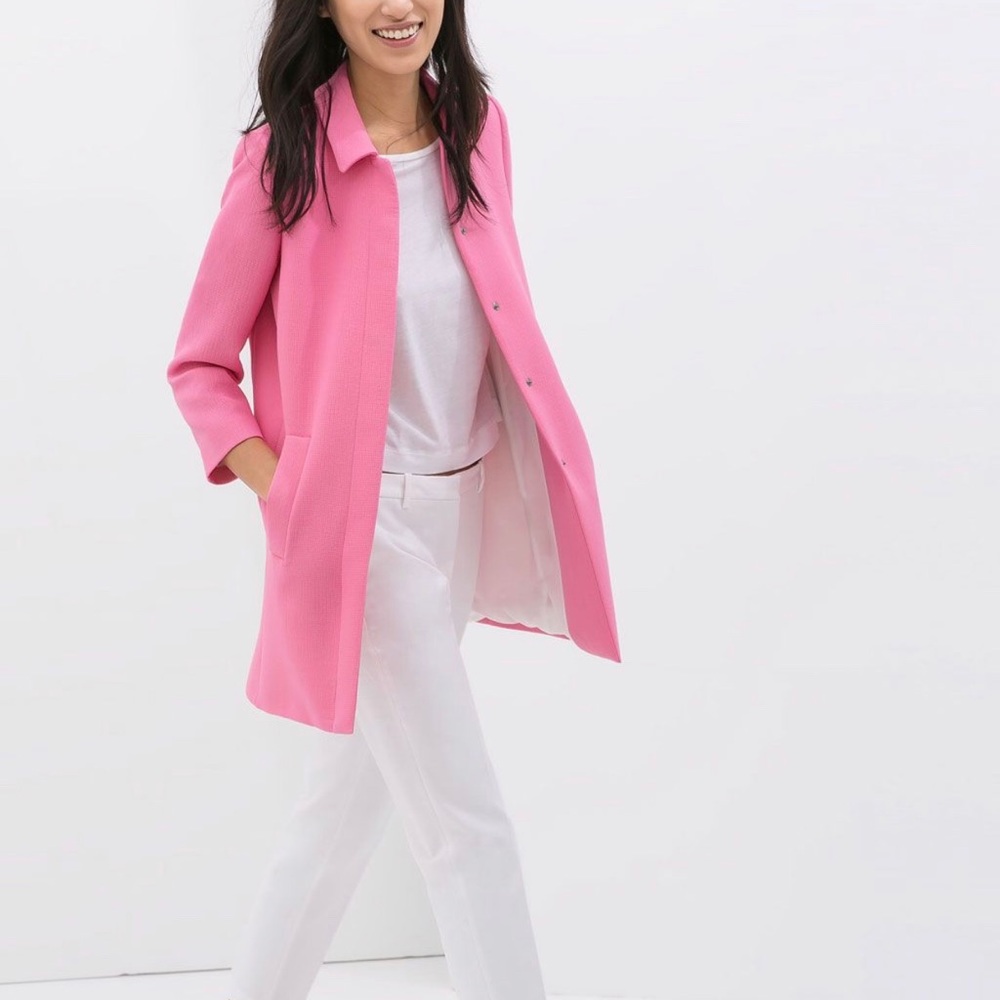 Zara Basic Pink Lightweight Coat - image 1